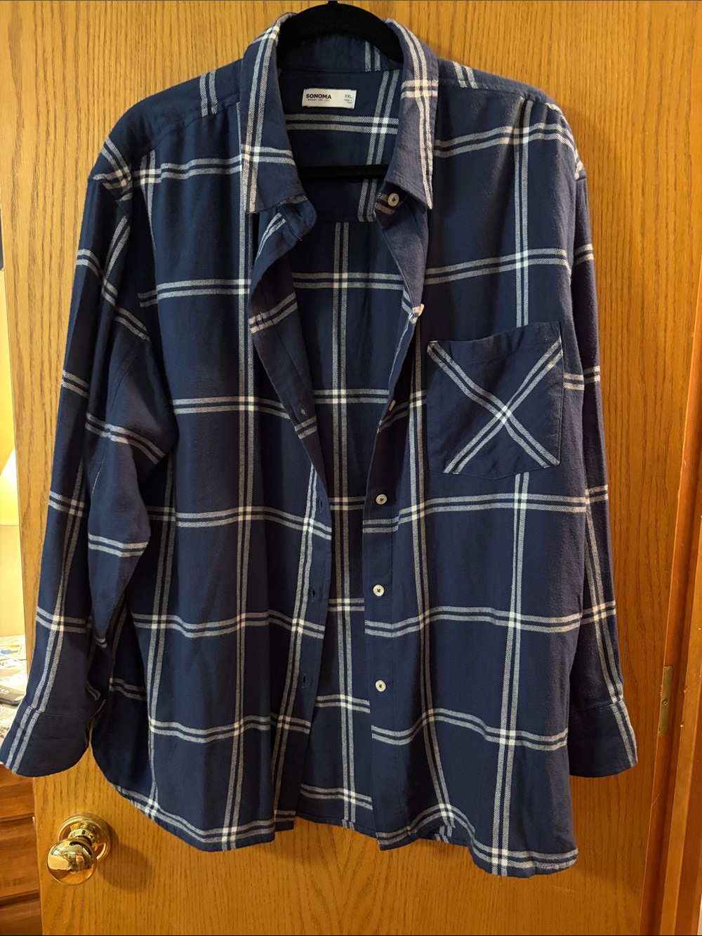 Sonoma Navy and White Plaid Button-Up Shirt
